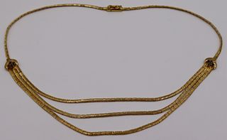 JEWELRY. Italian 18kt Gold and Sapphire Necklace.