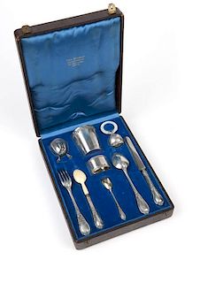 A cased set of French .950 silver child's utensils