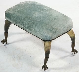 LITTLE FOOTSTOOL WITH COW HORN LEGS
