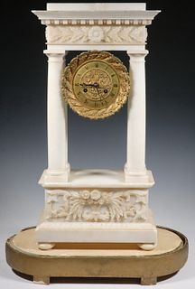 FRENCH MARBLE PORTICO MANTEL CLOCK