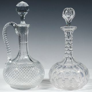 (2) CUT CRYSTAL WINE DECANTERS