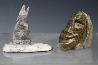 (2) INUIT CARVED STONE FIGURES
