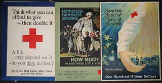 (12) LOOSE WWI MEDIUM-SIZED POSTERS FOR THE RED CROSS