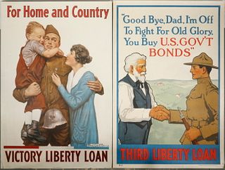 (4) LOOSE WWI MEDIUM-SIZED BOND POSTERS, FAMILY THEMED