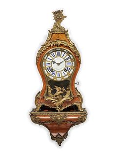 A Louis XV Gilt Bronze Mounted Tulipwood Bracket Clock