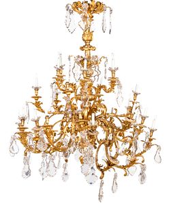 A Louis XV Style Gilt Bronze and Cut Glass Chandelier