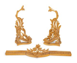 A Louis XV Style Gilt Bronze Fireplace Suite