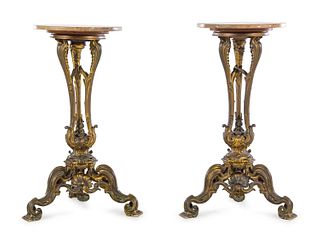 A Pair of Louis XV Style Gilt Bronze Pedestals