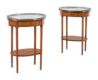 A Pair of Louis XVI Style Marble-Top Side Tables