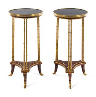 A Pair of French Gilt Bronze Marble-Top Gueridons 