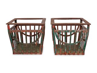 A Pair of French Iron Jardinieres