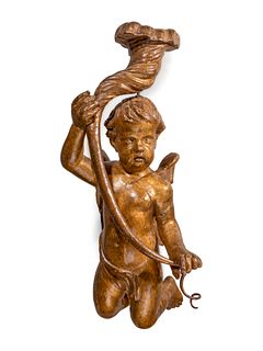 An Italian Carved Giltwood Figure of a Putto