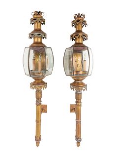 A Pair of Continental Brass Carriage Lanterns