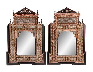 A Pair of Moorish Style Mother-of-Pearl Inlaid Mirrors