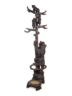 A Black Forest Carved Wood Hall Tree