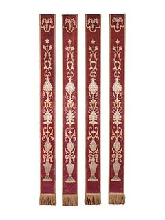 A Set of Four Continental Metallic Thread Embroidered Panels