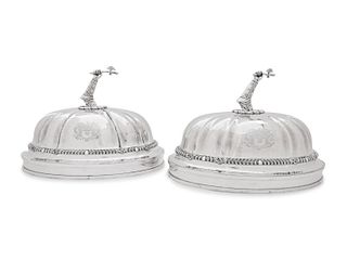 A Pair of Paul Storr Silver Mounted George IV Sheffield Plate Dome Covers 