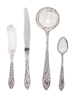 A Chinese Export Silver Teh Ling Flatware Service