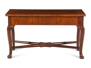 A Queen Anne Style Carved Mahogany Console Table
