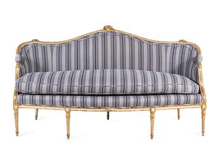 A George III White-Painted and Parcel Gilt Settee 