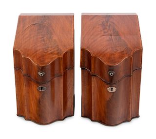 A Pair of George III Figured Mahogany Cutlery Boxes