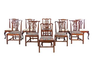 An Assembled Set of Ten George III Style Mahogany Dining Chairs
