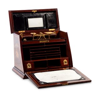 An English Brass-Mounted Mahogany Thornhill's Imperial Writing Cabinet 