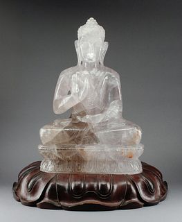 A Chinese Carved Rock Crystal Buddha