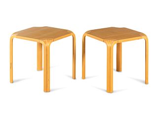 Alvar Aalto 
(Finnish, 1898-1976)
Pair of Fan-Leg Occasional Tables, Artek, Finland