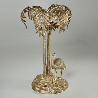 Elkington style silvered metal palm tree lamp