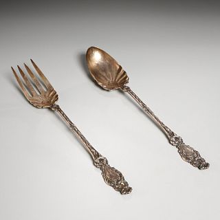 Whiting sterling silver lily salad serving set