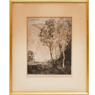 Jean Baptiste Camille Corot, etching