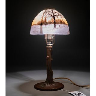 Handel obverse painted boudoir lamp, #5624