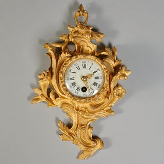 Louis XV style gilt bronze petit cartel clock