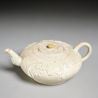 Chinese blanc de chine bisque porcelain teapot