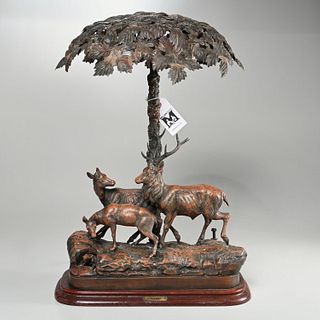 "Sous Bois" patinated metal figural lamp
