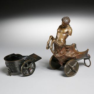 (2) bronze chariots, one a figure of a centaur