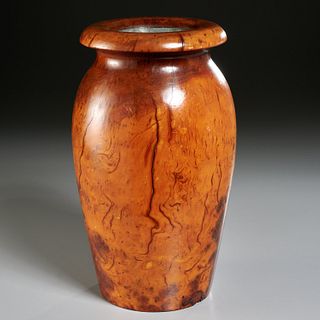 Large vintage Wood Studio burlwood vase
