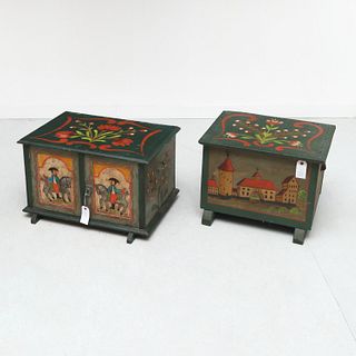 (2) Folk Art style painted chests