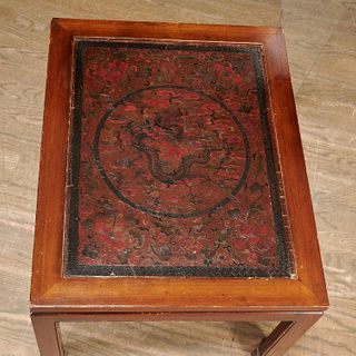 Antique Chinese Tianqi lacquer panel table