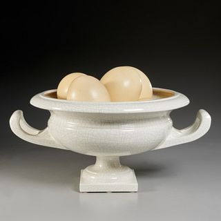 Italian ceramic and ostrich egg centerpiece