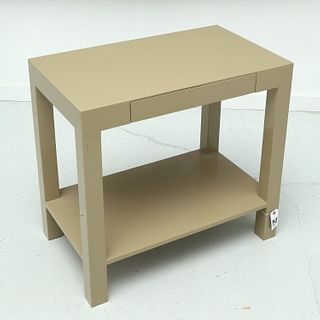 Designer taupe lacquered parsons table