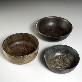 (3) Pre-Columbian stone bowls