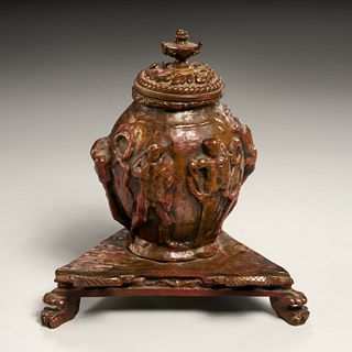 Belle Epoque bronze urn-form inkwell