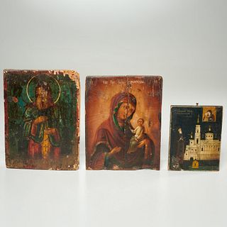 Group (3) miniature Russian icons