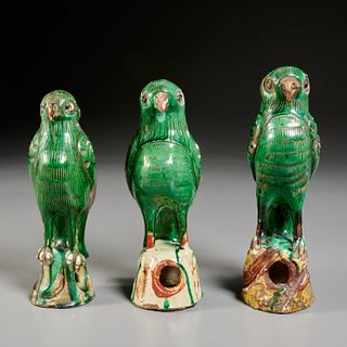(3) Chinese sancai glazed birds