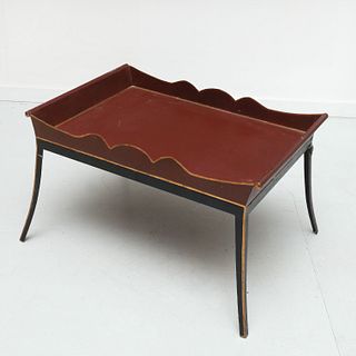 Designer tole peinte tray top coffee table