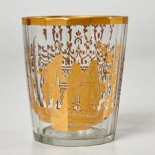 Good Silesian gilt glass beaker with case