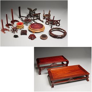 Collection Asian-style carved hardwood stands