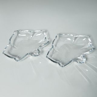 Pair Baccarat glass leaf-form dishes